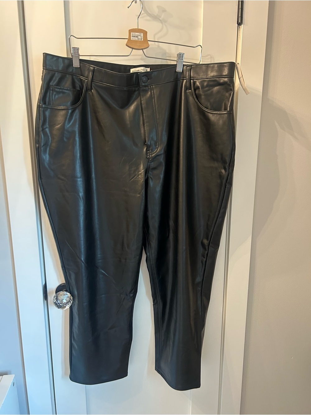 Abercrombie & Fitch Black Vegan Leather Ankle Straight Pants